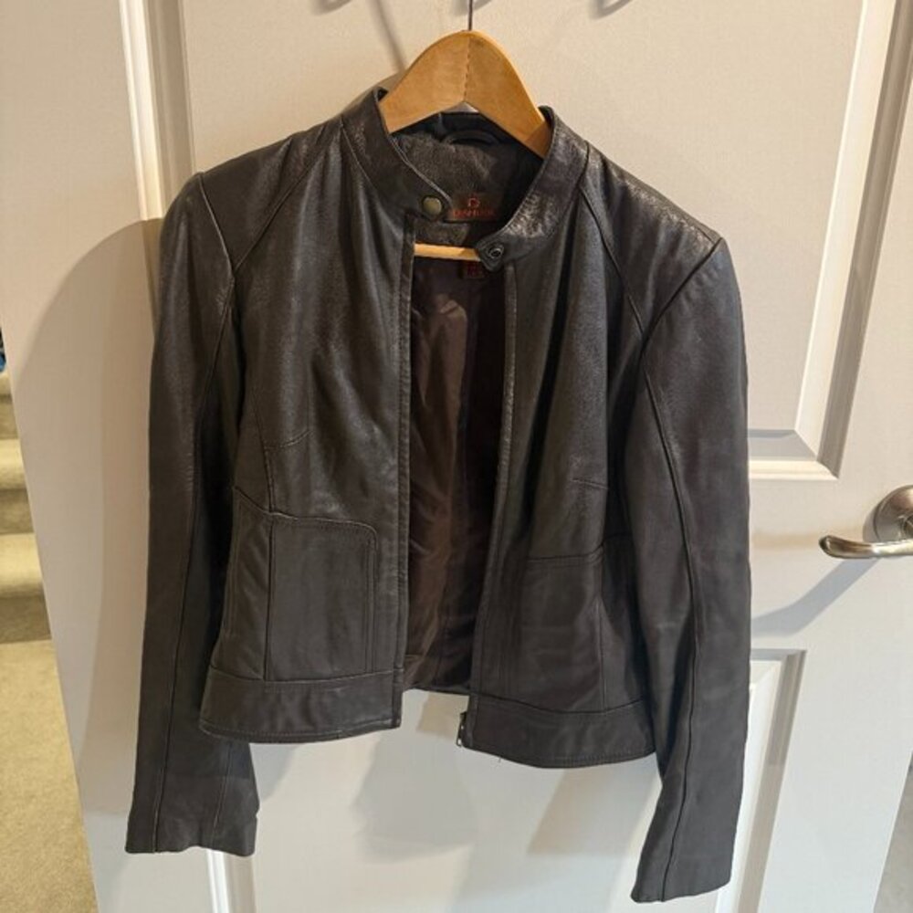 Danier Brown Leather Bomber Jacket